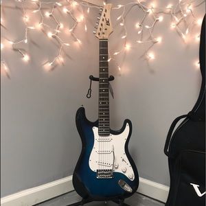 BC Blue electric guitar with case
